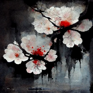 Цветение вишни, японский, ужас, абстрактный